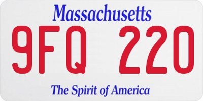 MA license plate 9FQ220