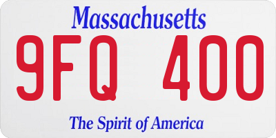 MA license plate 9FQ400