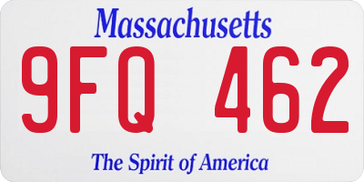MA license plate 9FQ462