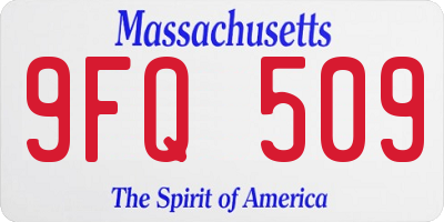 MA license plate 9FQ509