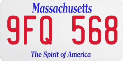 MA license plate 9FQ568