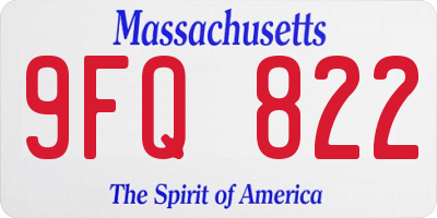 MA license plate 9FQ822
