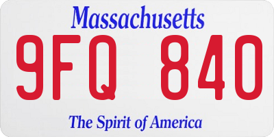 MA license plate 9FQ840