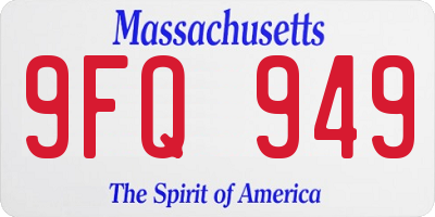 MA license plate 9FQ949