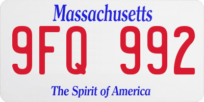 MA license plate 9FQ992