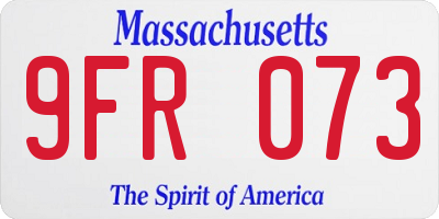 MA license plate 9FR073