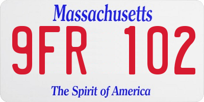 MA license plate 9FR102