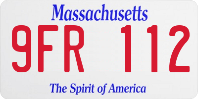 MA license plate 9FR112