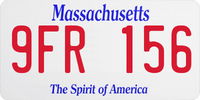 MA license plate 9FR156