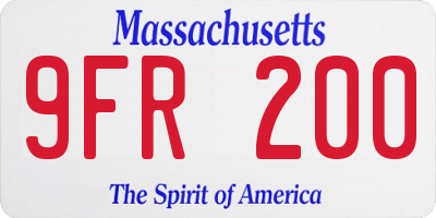 MA license plate 9FR200