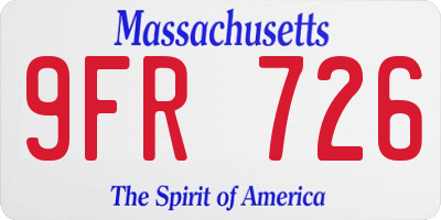 MA license plate 9FR726