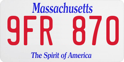 MA license plate 9FR870