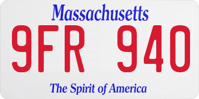 MA license plate 9FR940