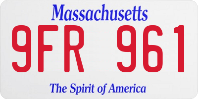 MA license plate 9FR961