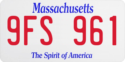 MA license plate 9FS961