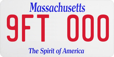 MA license plate 9FT000