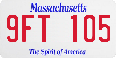 MA license plate 9FT105
