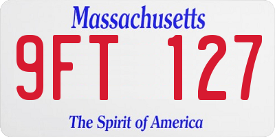 MA license plate 9FT127