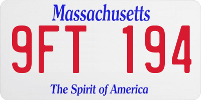 MA license plate 9FT194