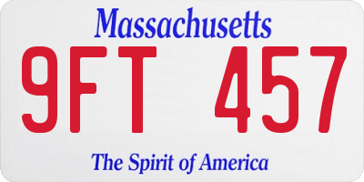 MA license plate 9FT457