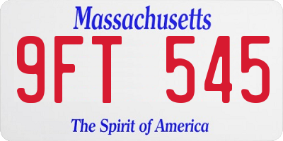 MA license plate 9FT545