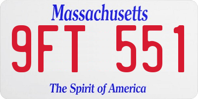 MA license plate 9FT551