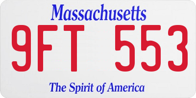 MA license plate 9FT553