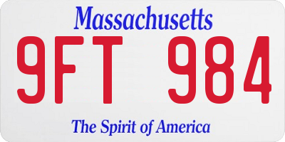 MA license plate 9FT984