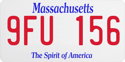 MA license plate 9FU156