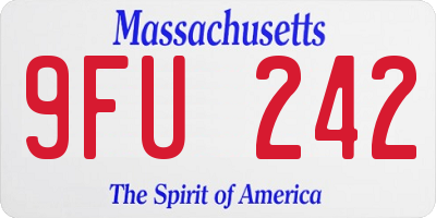 MA license plate 9FU242