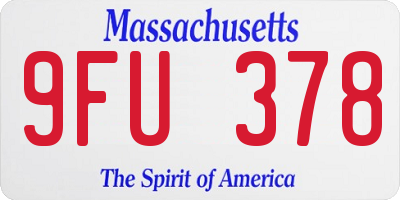 MA license plate 9FU378