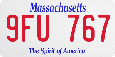 MA license plate 9FU767