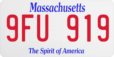 MA license plate 9FU919