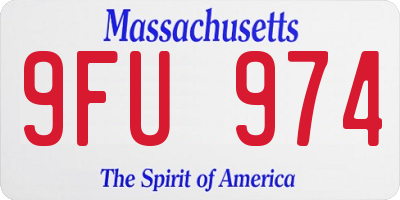 MA license plate 9FU974