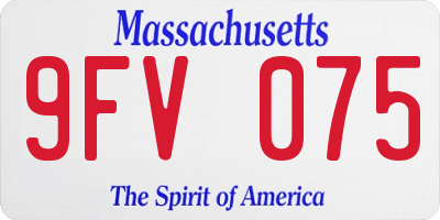 MA license plate 9FV075