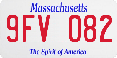 MA license plate 9FV082