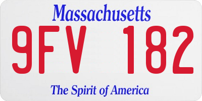 MA license plate 9FV182