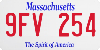 MA license plate 9FV254
