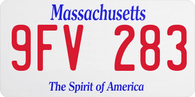 MA license plate 9FV283