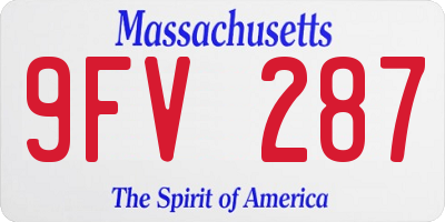 MA license plate 9FV287
