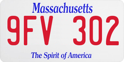 MA license plate 9FV302
