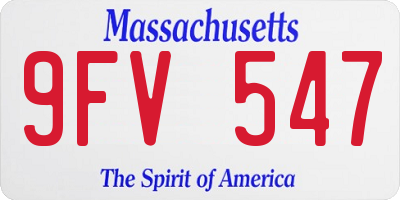 MA license plate 9FV547