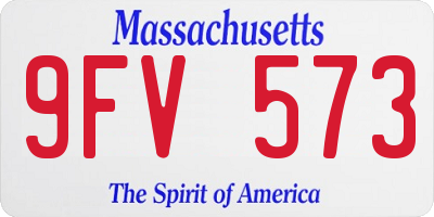 MA license plate 9FV573