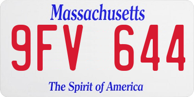 MA license plate 9FV644
