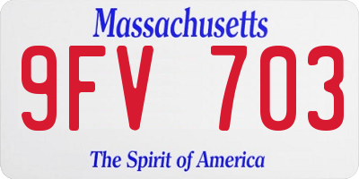 MA license plate 9FV703