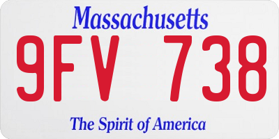 MA license plate 9FV738