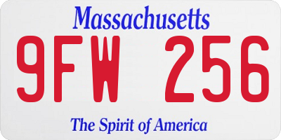 MA license plate 9FW256