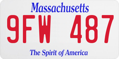 MA license plate 9FW487