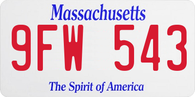 MA license plate 9FW543