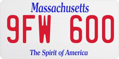 MA license plate 9FW600